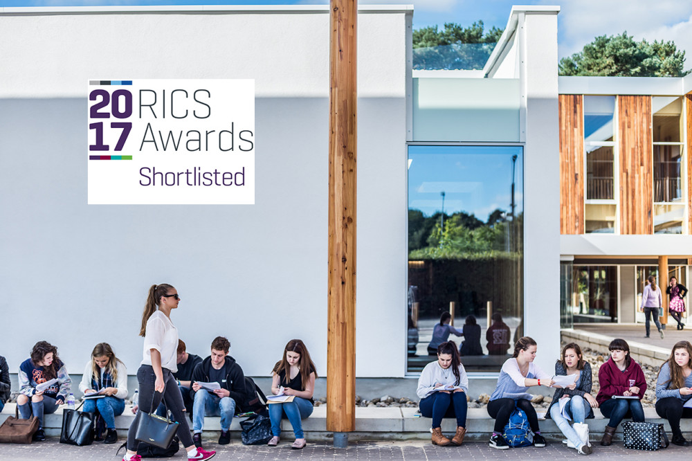 image of the enterprise centre with RICS awards shortlist logo